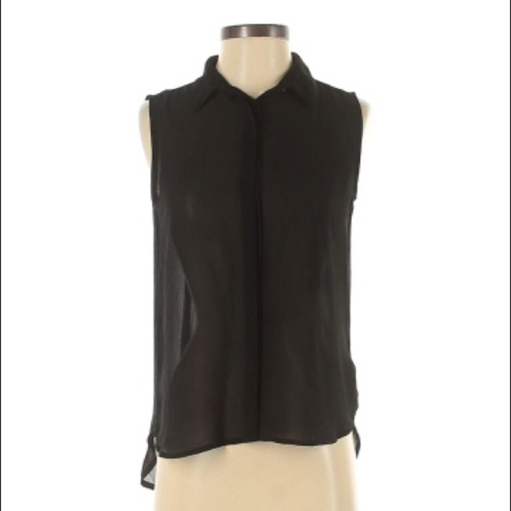 Sleeveless Chiffon Button Up